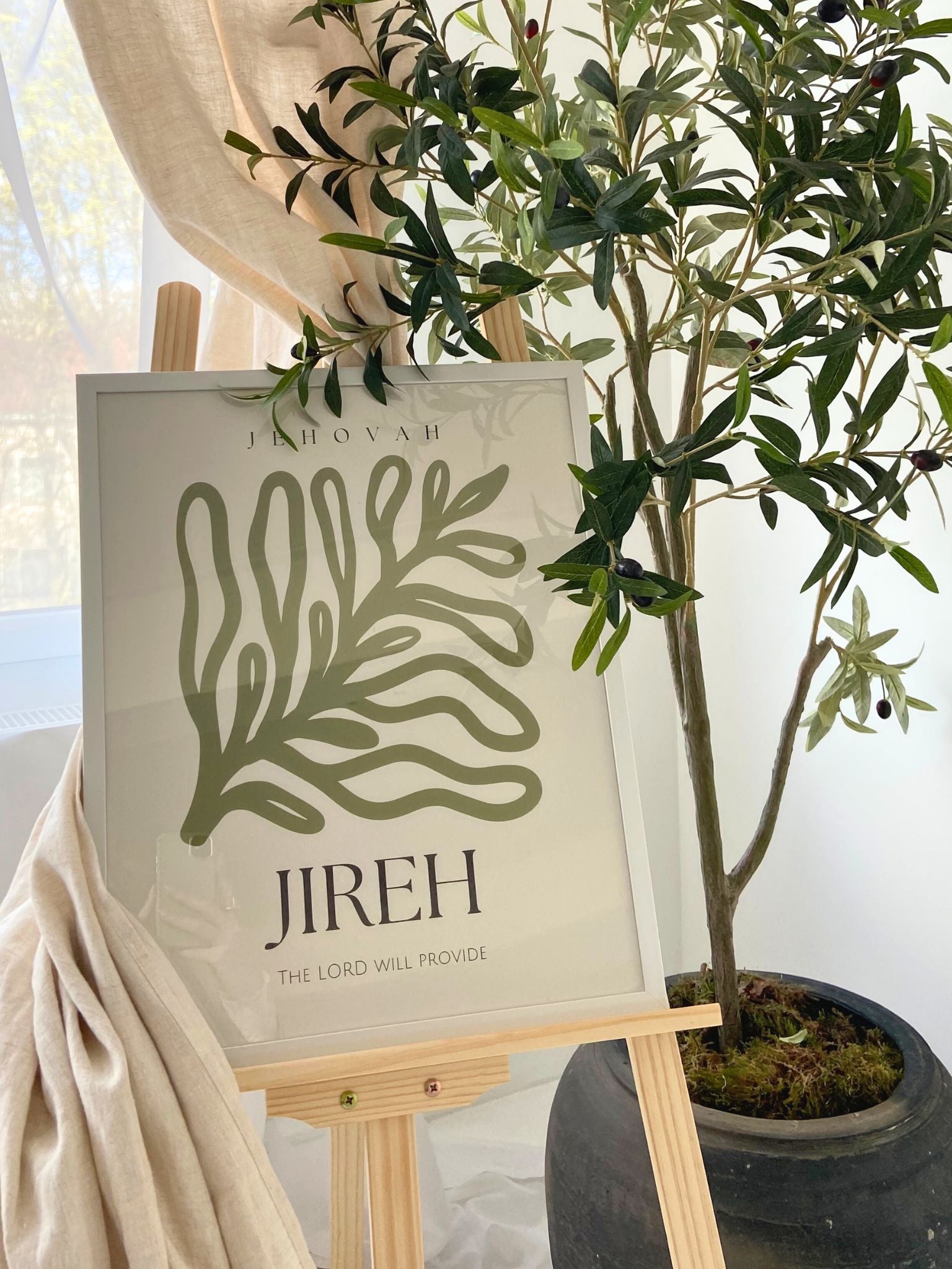 Christelijke poster met tekst Jehovah Jireh de Heer zal voorzien