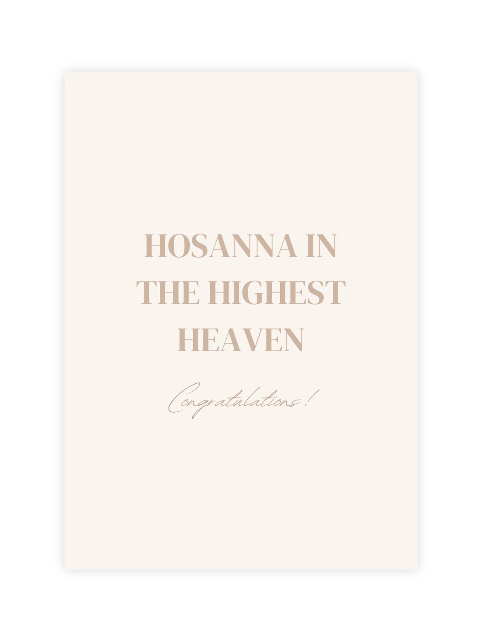 christian congratulations card hosanna in the highest heaven