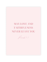 christian card wedding congratulations bible verse Proverbs 3:3 may love and faithfulness never leave you