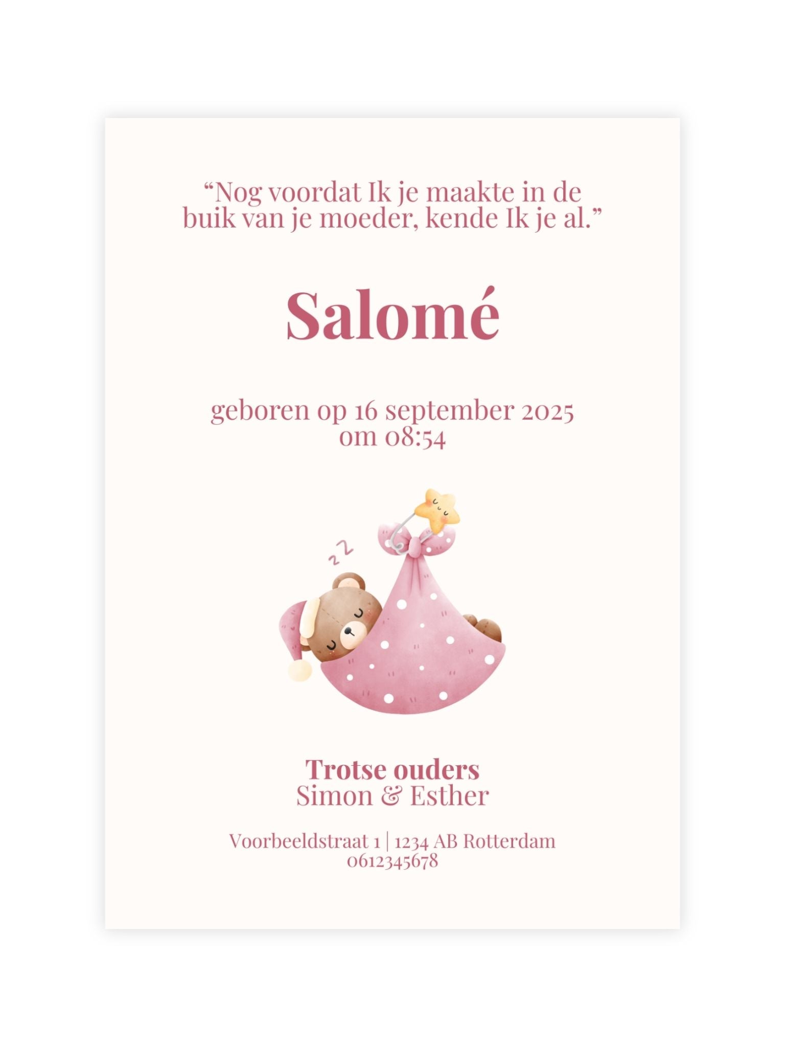 Geboortekaart strepen meisje
