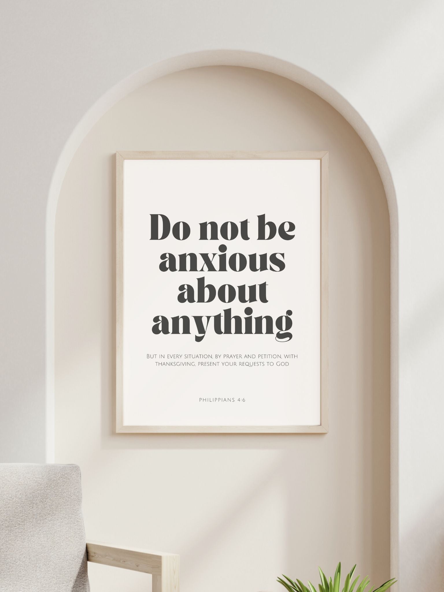 christian poster with bible verse Philippians 4:6 do not be anxious about anything