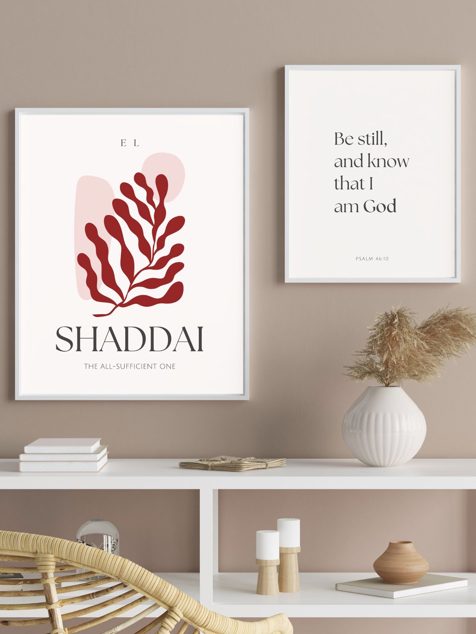 christian gallery wall art names of God El Shaddai be still and know