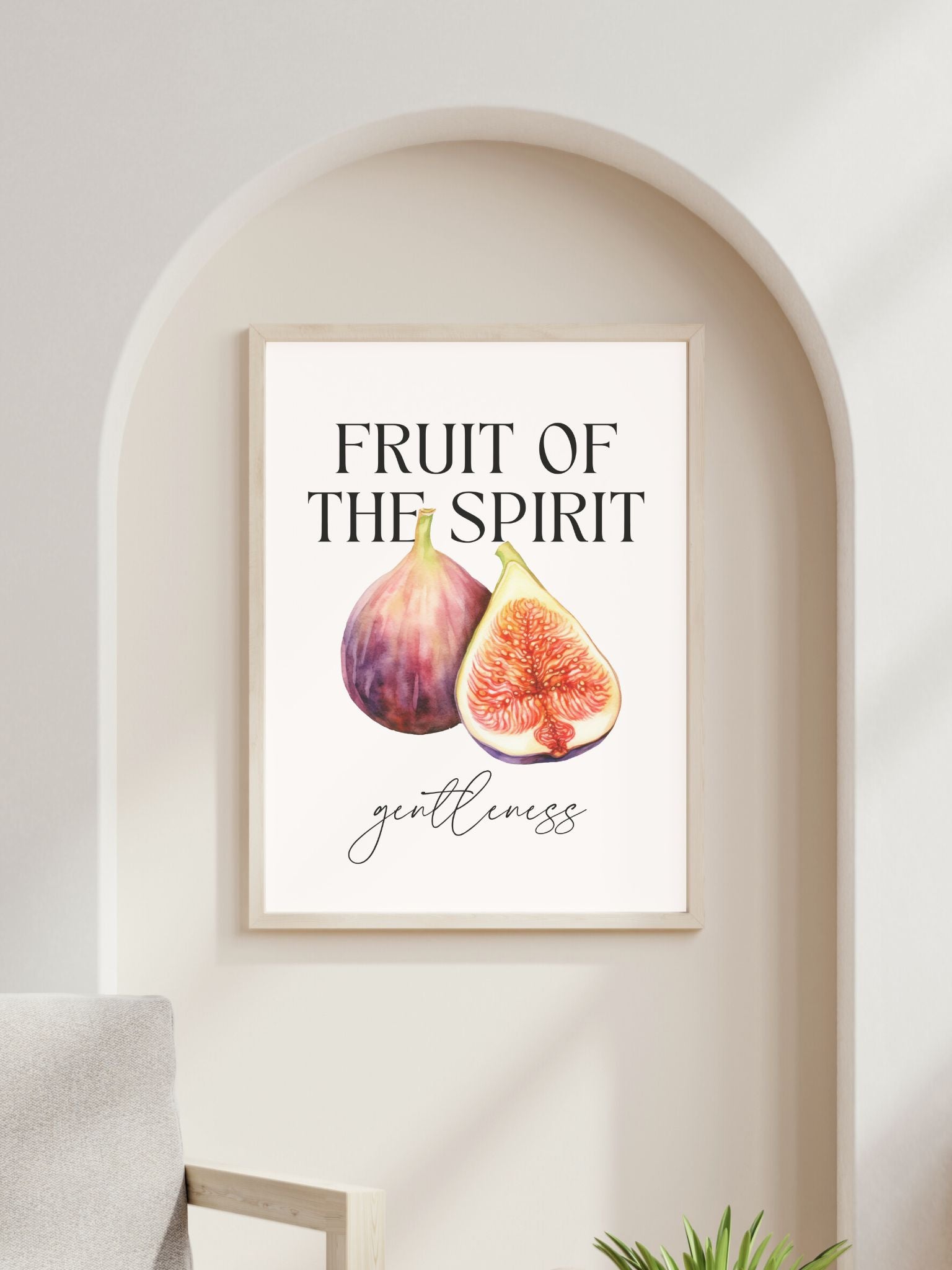 christian poster with fruit of the Spirit gentleness bible verse Galatians 5:22