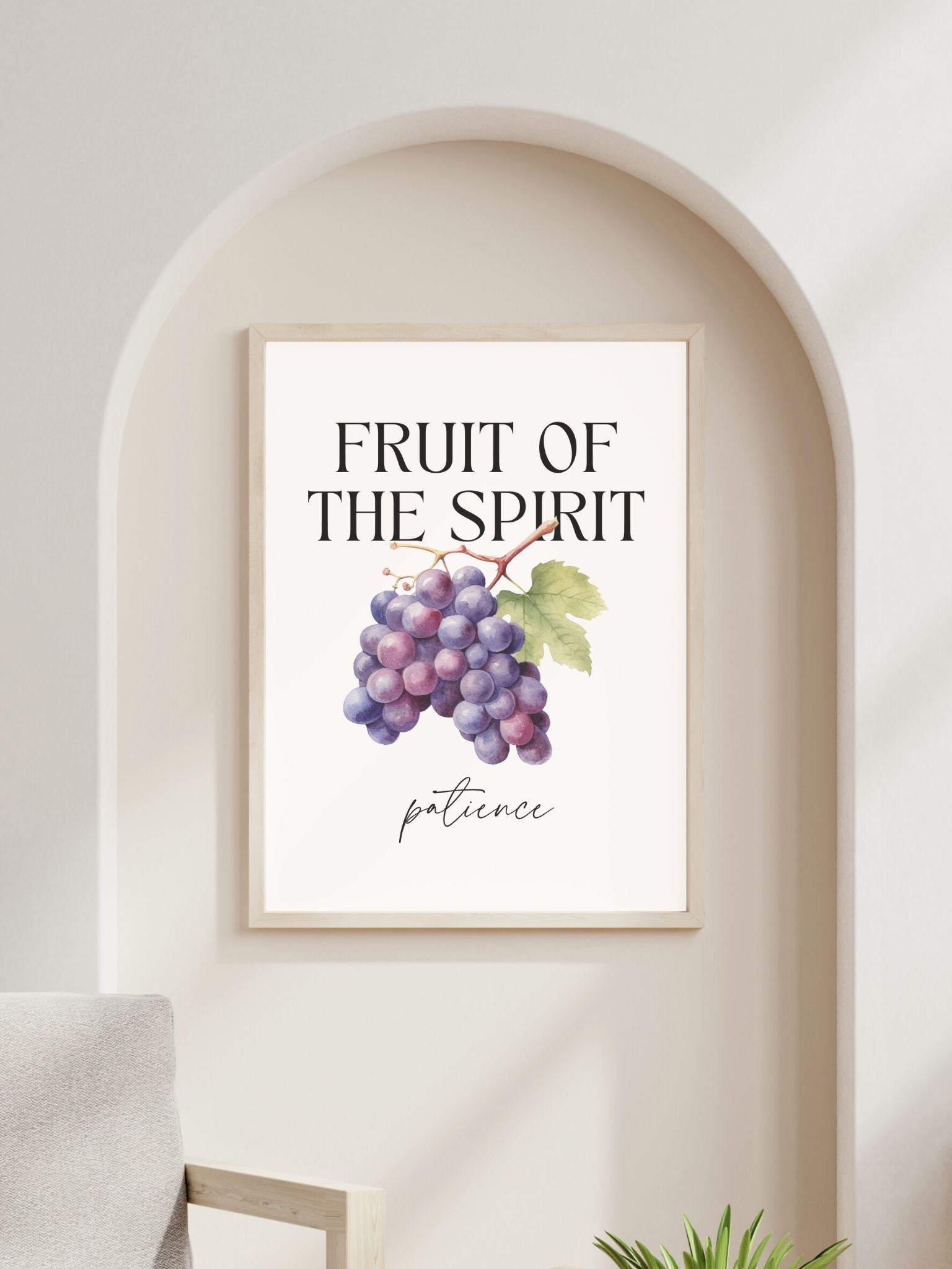 christian poster with fruit of the Spirit patience bible verse Galatians 5:22