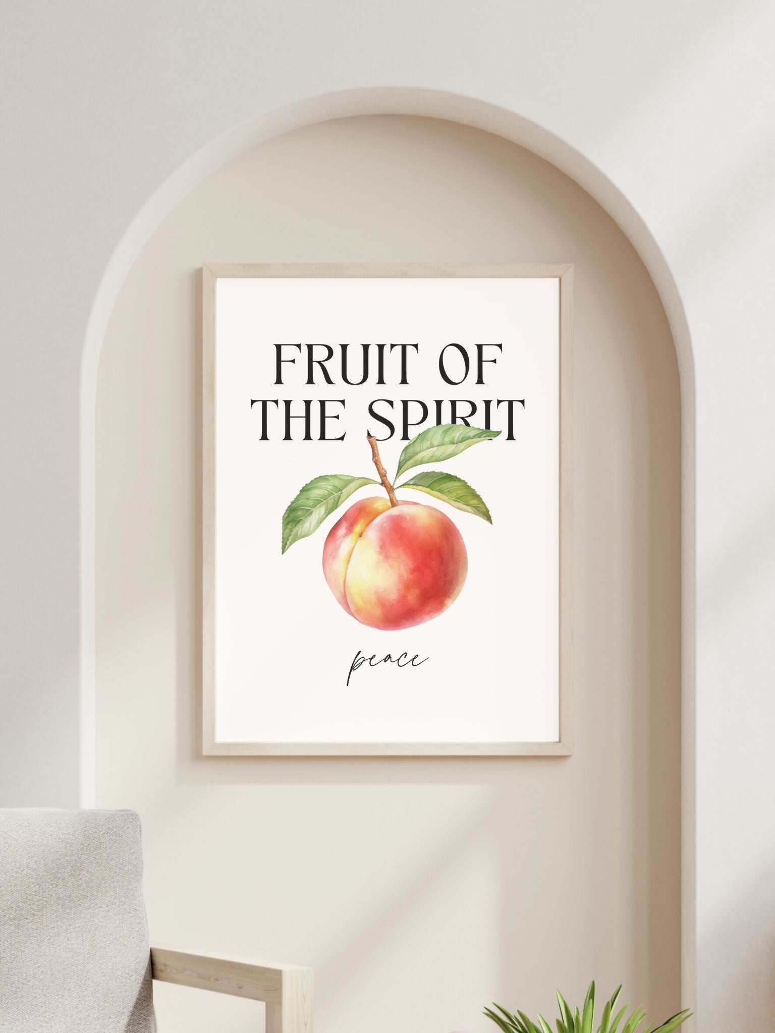 christian poster with fruit of the Spirit peace bible verse Galatians 5:22