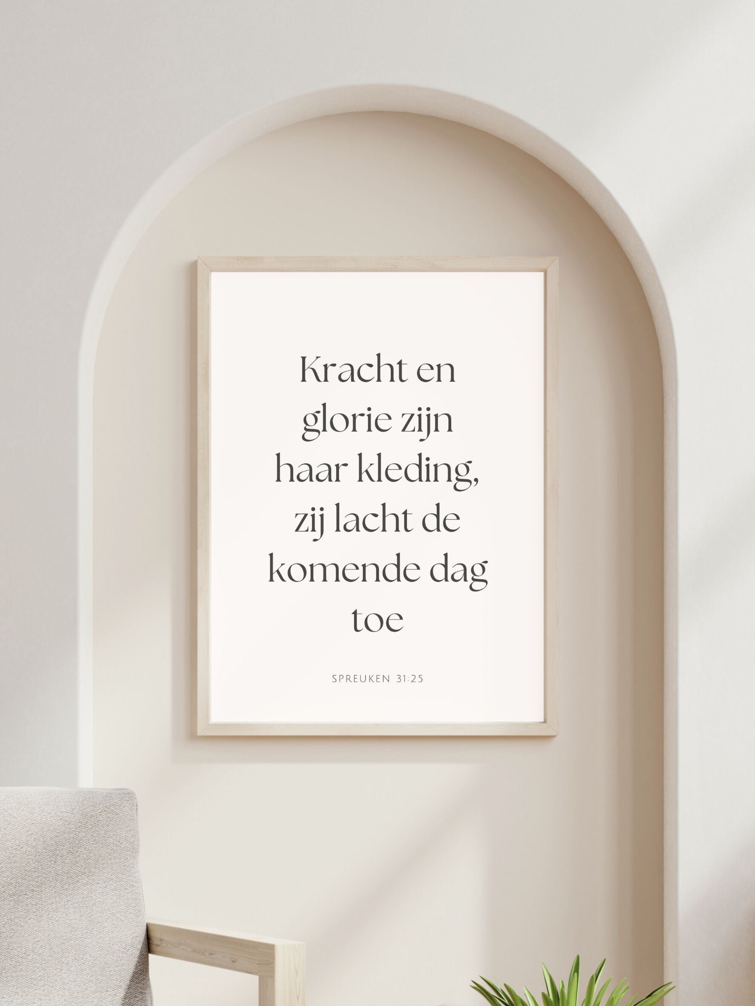 christelijke poster met bijbelvers Spreuken 31:25