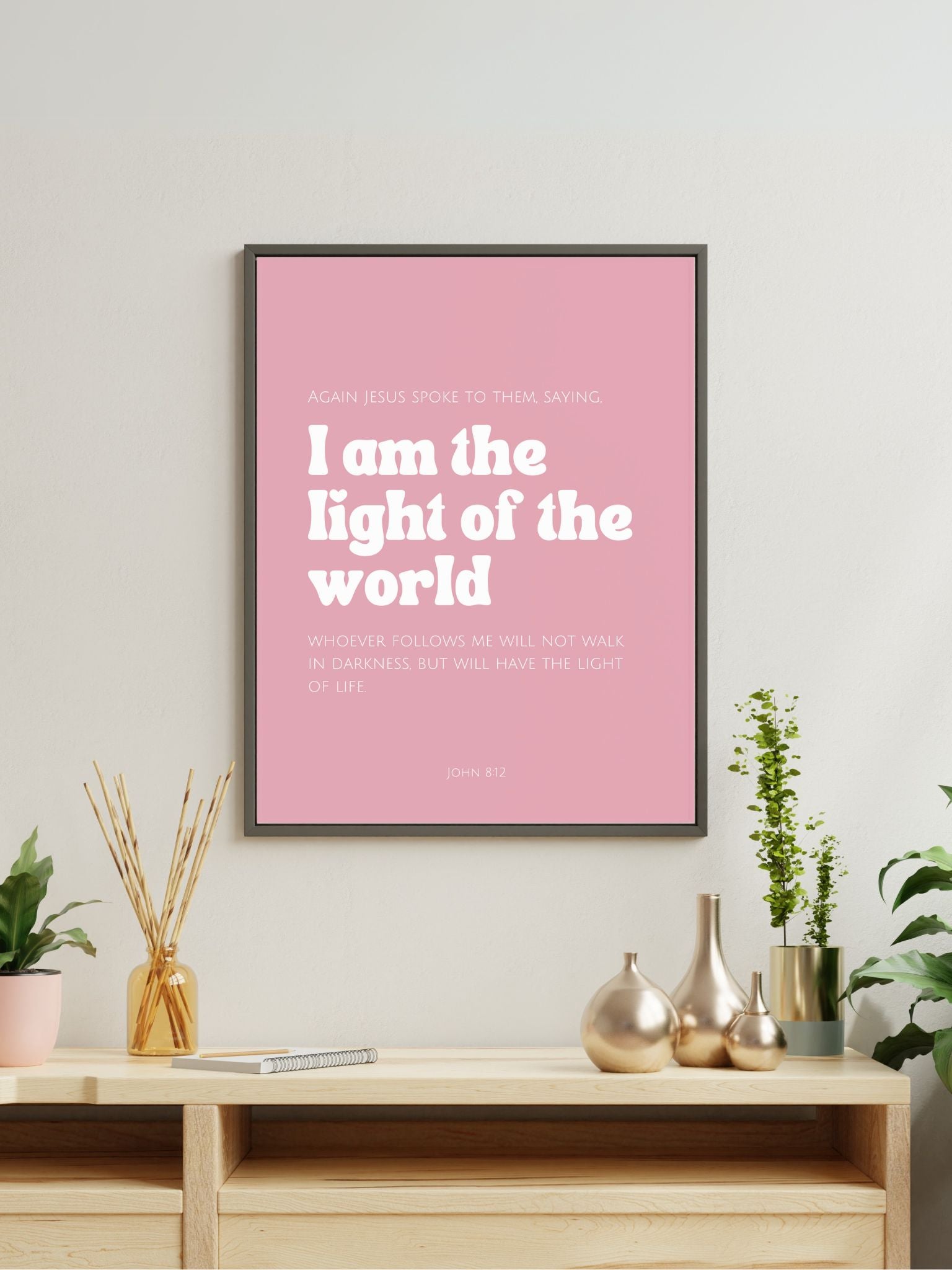 christelijke poster met bijbeltekst Johannes 8:12 I am the light of the world