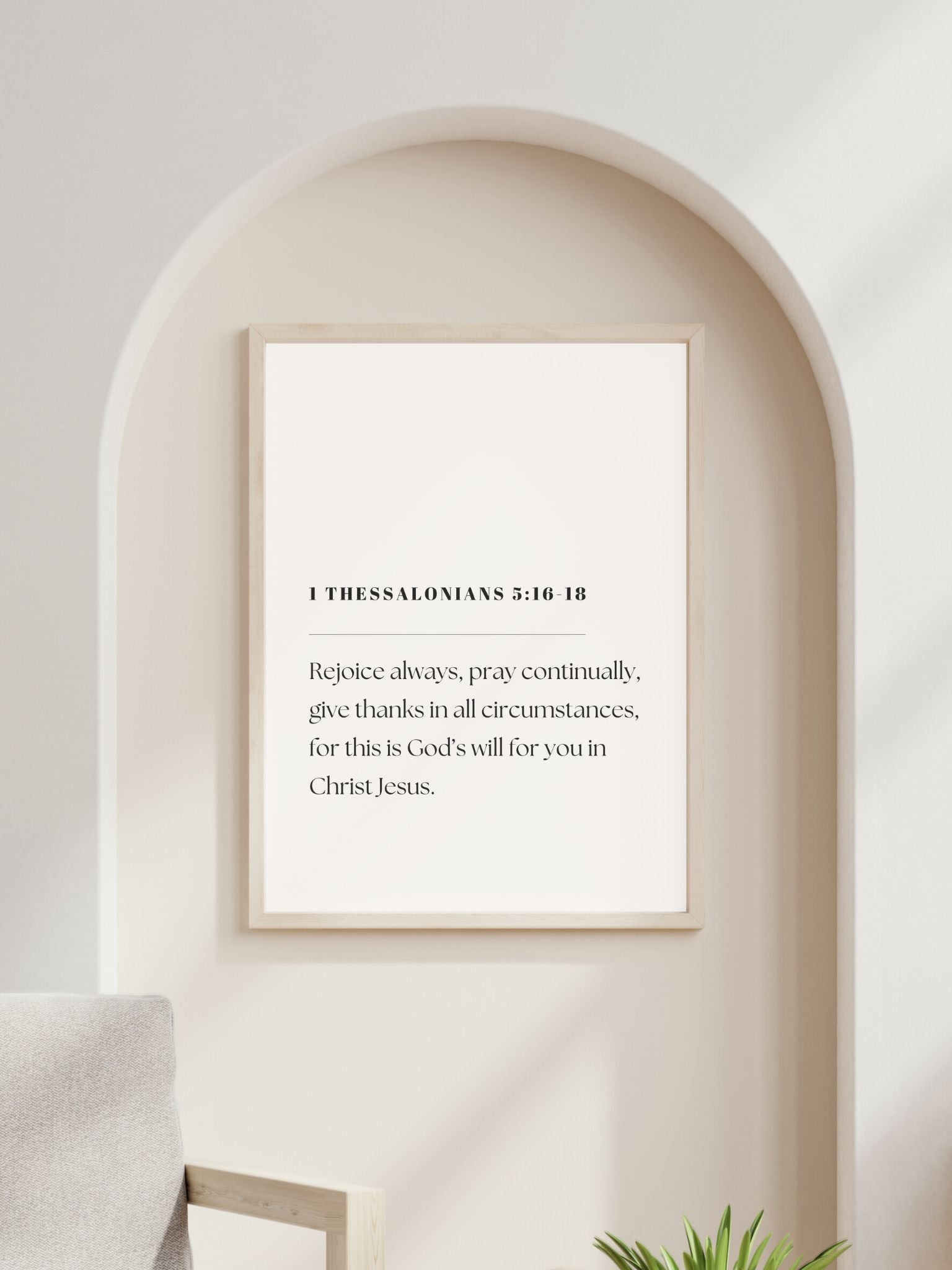 christelijke poster met bijbeltekst 1 Thessalonicenzen 3:16-18