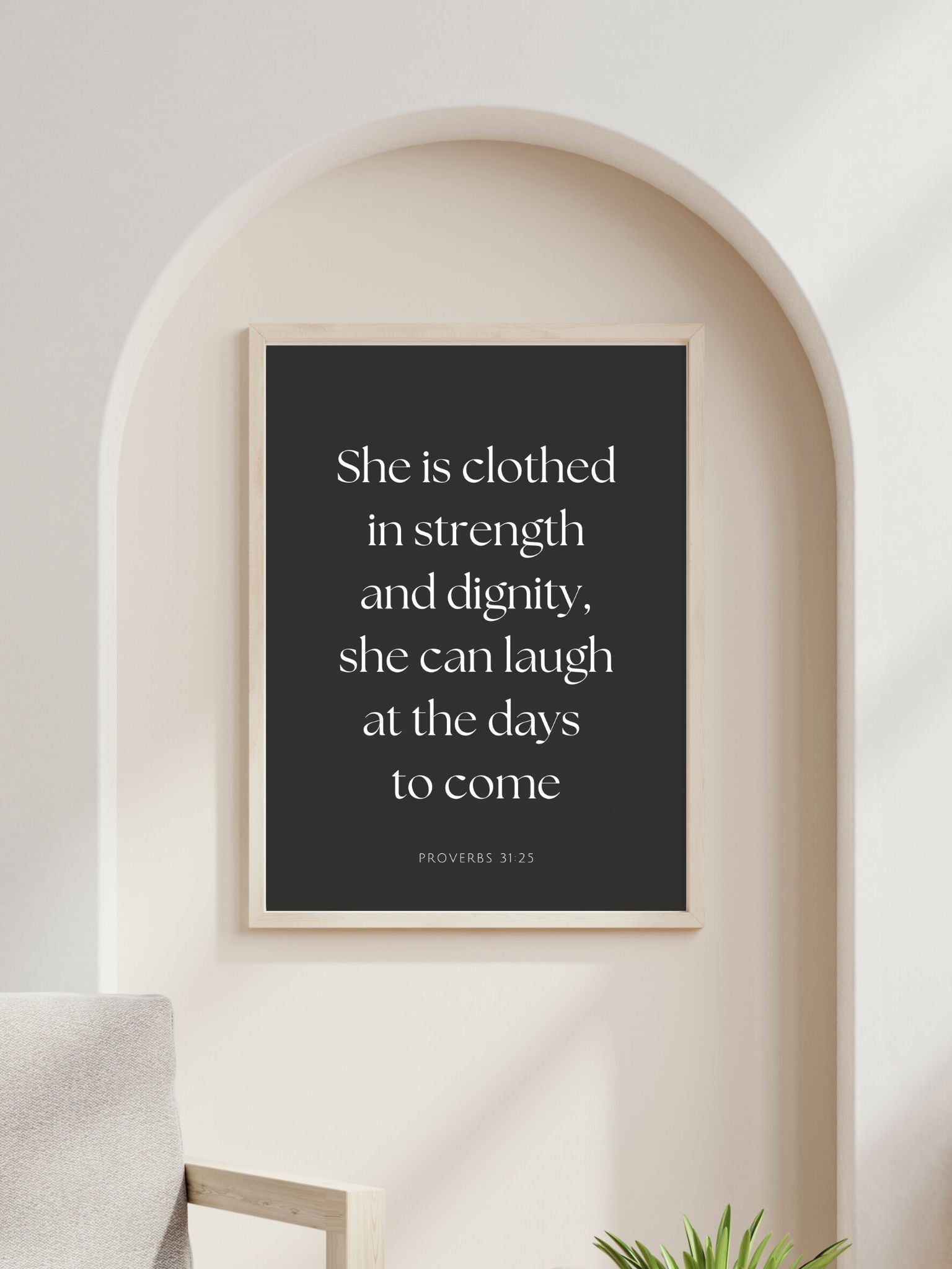 christian poster with bible verse Proverbs 31:25