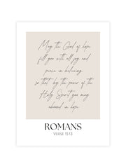 Bible verse poster may the God of hope fill you with all joy and peace in believing Romans 15:13