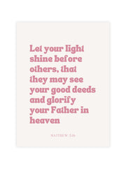 Christian bible verse wall art Matthew 5:16 let your light shine before others