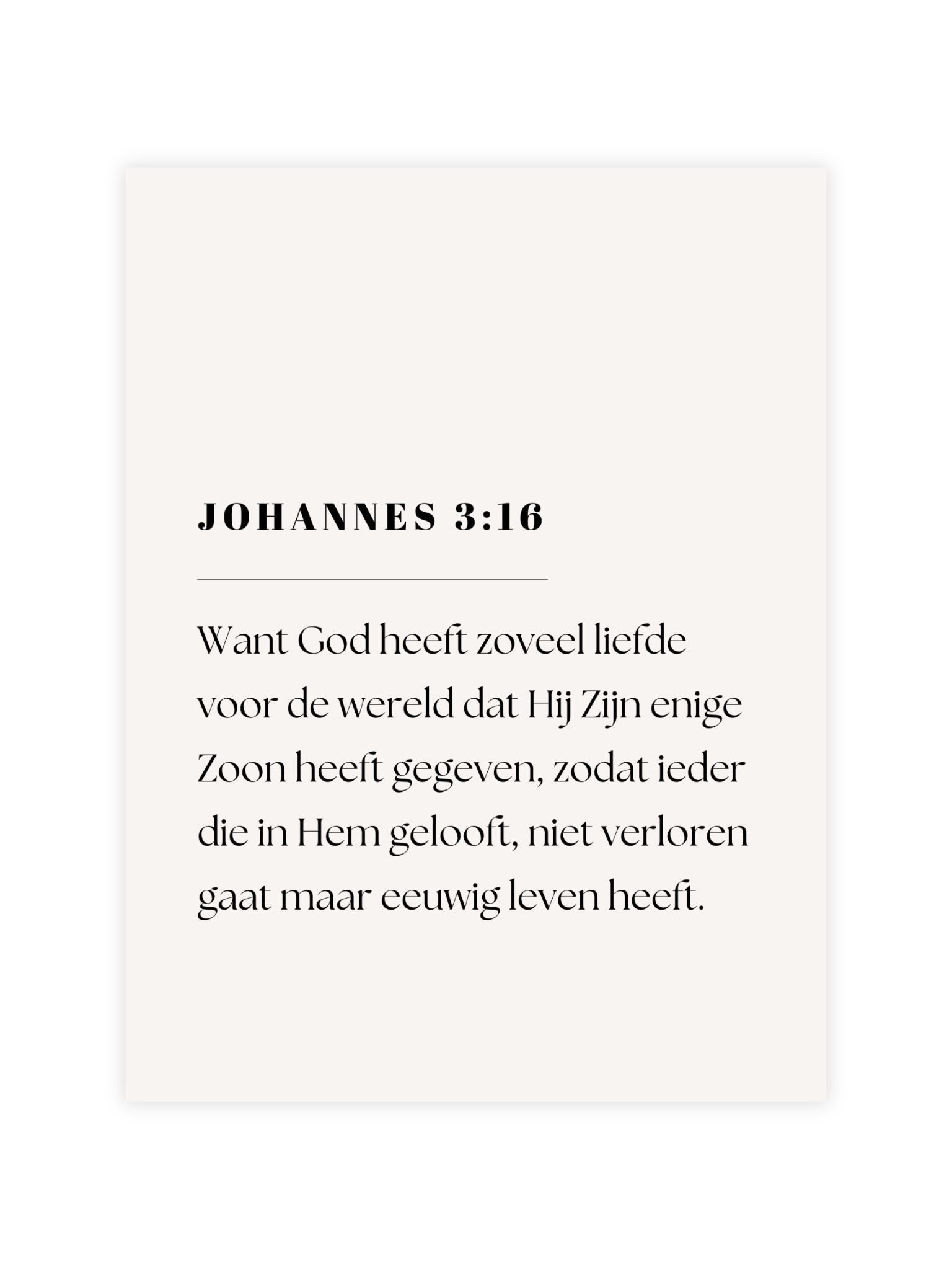 Poster bijbeltekst want God heeft zoveel liefde voor de wereld dat Hij Zijn enige Zoon heeft gegeven